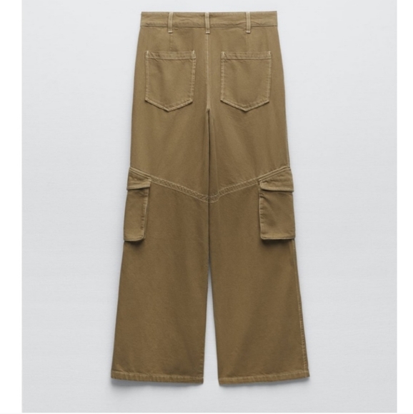 NWT Zara high waisted wide leg cargo pants - Picture 13 of 16